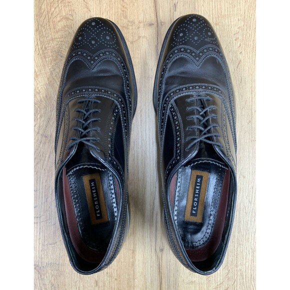 FLORSHEIM Men\'s Shoes Full Brogue Wingtip Oxfords Black Leather Size 10D main image 16
